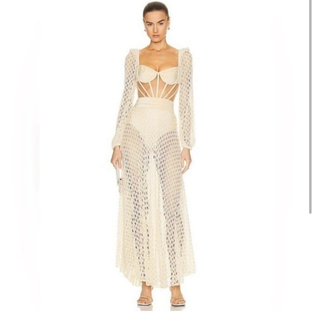 Pat BO Crochet Maxi Bustier Dress